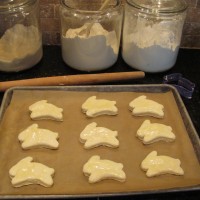 Bunny shaped biscuits ready to bake