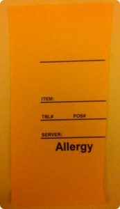 The California Grill's allergy card
