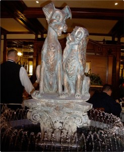 Lady and the Tramp statue at Tony's Town Square