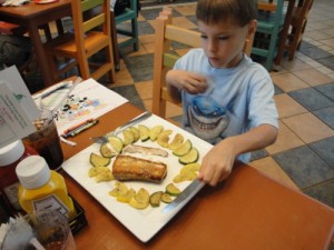 Kevin dining with food allergies at the Pepper Market